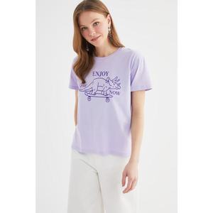 Trendyol Lilac Semi-Fitted Knitted T-Shirt vyobraziť