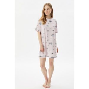 Trendyol Pink Printed Knitted Nightgown vyobraziť