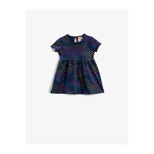 Koton Girl Navy Blue Heart Cotton Dress vyobraziť