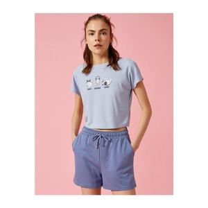 Koton Women's Blue Crew Neck T-Shirt vyobraziť