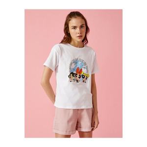 Koton Power Puff Girls Cotton T-Shirt for Women Ecru vyobraziť