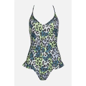 Trendyol Colorful Floral Pattern Ruffle Detailed Swimsuit vyobraziť