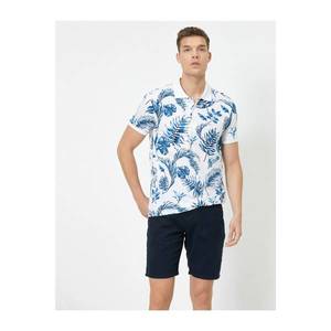 Koton Polo Neck Short Sleeve Flower Patterned T-Shirt vyobraziť