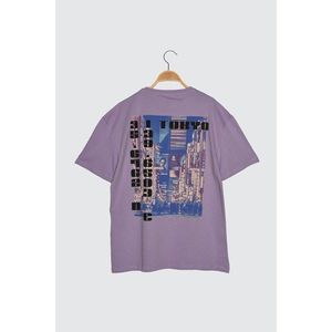Trendyol Lilac Men's Wide-Cut Printed Short Sleeve T-Shirt vyobraziť