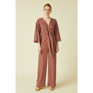Koton Women's Brown Striped Jumpsuit vyobraziť