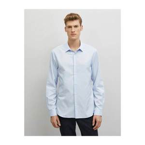 Koton Men's Blue Classic Collar Long Sleeve Basic Cotton Shirt vyobraziť