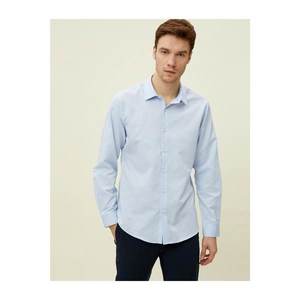 Koton Men's Blue Classic Collar Cotton Long Sleeve Shirt vyobraziť