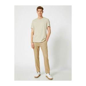 Koton Men's Ecru Linen Regular Fit Trousers vyobraziť