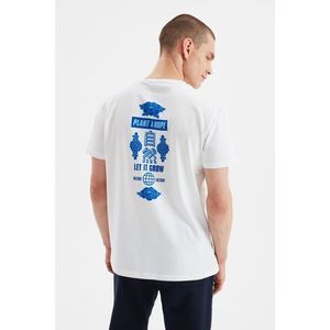 Trendyol White Men's Regular Fit Crew Neck Short Sleeve Printed T-Shirt vyobraziť