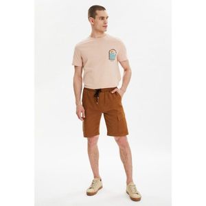 Trendyol Camel Men's Elastic Waist Double Flap Pocket Cargo Shorts & Bermuda vyobraziť