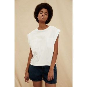 Trendyol White 100% Organic Cotton Pocket Detailed Knitted T-Shirt vyobraziť