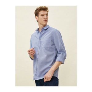 Koton Men's Blue Classic Collar Long Sleeve Pocket Detailed Shirt vyobraziť