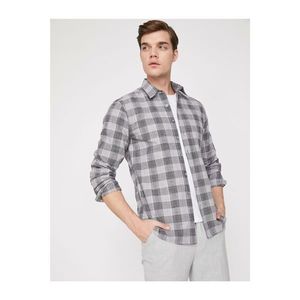 Koton Men's Classic Collar Long Sleeve Checkered Shirt vyobraziť