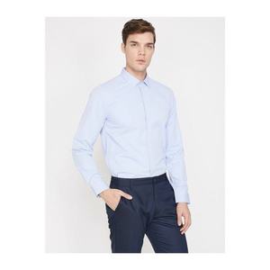 Koton Men's Blue Classic Collar Long Sleeved T-Shirt vyobraziť