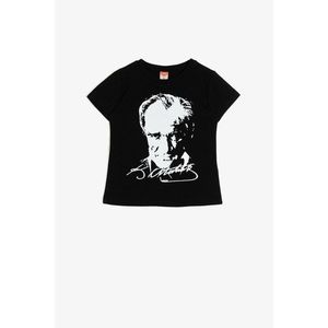 Koton Black Ataturk Printed T-Shirt vyobraziť