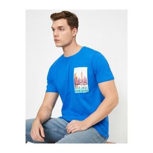 Koton Men's Blue Letter Printed T-Shirt vyobraziť