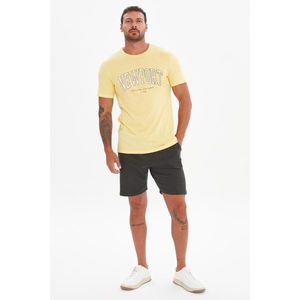 Trendyol Yellow Men's Slim Fit Crew Neck Short Sleeve Printed T-Shirt vyobraziť