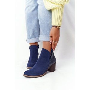 Women’s Leather Block Heel Boots Maciejka Navy Blue 04833-17 vyobraziť