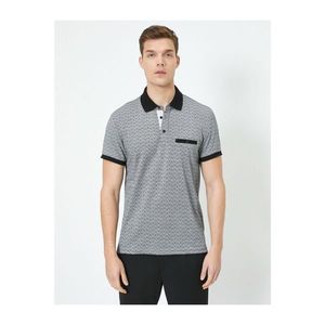 Koton Men's Gray Polo Neck Short Sleeve Button Detail T-shirt vyobraziť