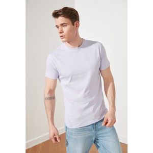 Trendyol Lila Men's Regular Fit Bike Collar Zero Sleeve Printed T-Shirt vyobraziť