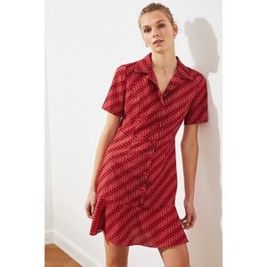Trendyol Red Button Patterned Dress vyobraziť