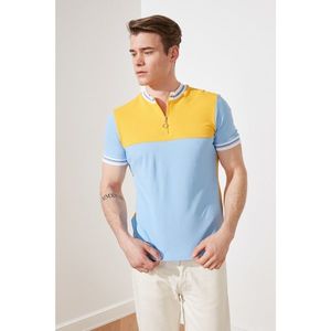 Trendyol Blue Male Slim Fit Short Sleeve PanelEd ZipperEd Judge Collar Polo Neck T-shirt vyobraziť