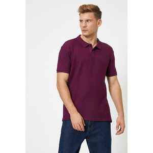 Koton Men's Purple Cotton Short Sleeve Polo Neck Tisört vyobraziť