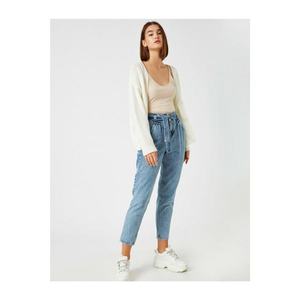 Koton Cotton BeltEd High Waist Jeans vyobraziť