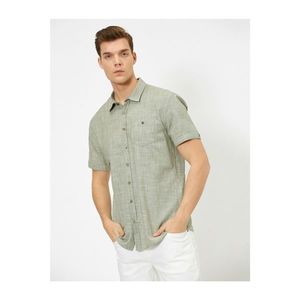 Koton Slim Fit Shirt with Single Pocket Textured Short Sleeves vyobraziť