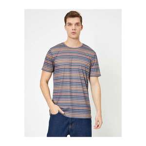 Koton Men's Grey Striped Patterned T-shirt vyobraziť