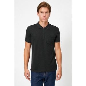 Koton Men's Black Polo Neck Short Sleeve Basic T-shirt vyobraziť