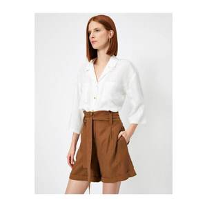 Koton Women's White Pocket Detail Viscose Shirt vyobraziť