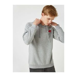 Koton Men's Grey Printed Hooded Long Sleeve Sweatshirt vyobraziť