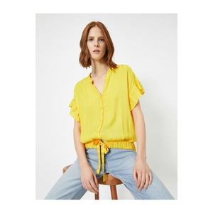 Koton Flywheel Detailed Shirt With Women's Yellow Waist Tied vyobraziť