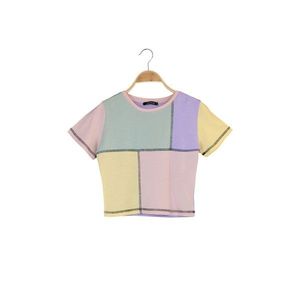 Trendyol Multicolor Color Block Crop Knit Blouse vyobraziť