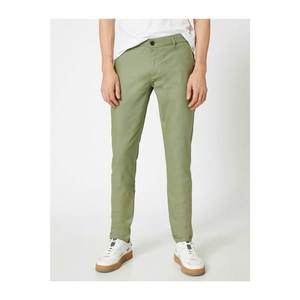 Koton Men's Green Linen Regular Fit Trousers vyobraziť