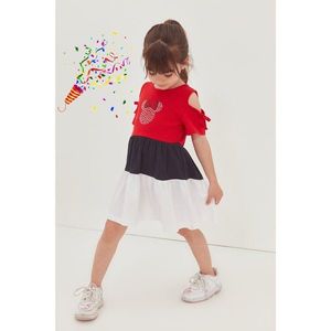 Trendyol Red Minnie Mouse Licensed Girl Knitted Dress vyobraziť