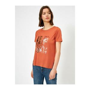 Koton Women's Coffee Printed T-Shirt vyobraziť