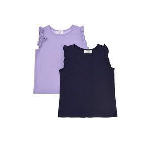 Trendyol Navy Blue-Lilac 2-Pack Frilly Girl's Basic Knitted Singlet vyobraziť