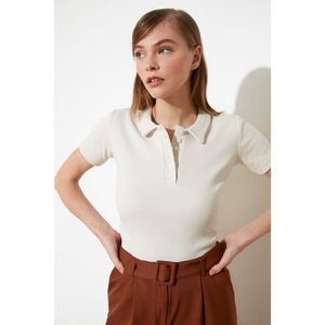 Trendyol Beige Button Detailed Corded Knitted Blouse vyobraziť