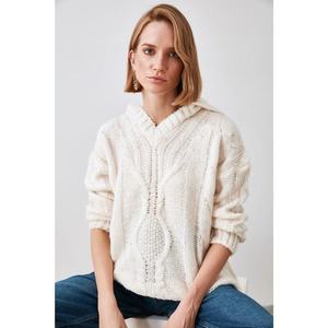 Trendyol Beige KnitTed Hooded Knitwear Sweater vyobraziť