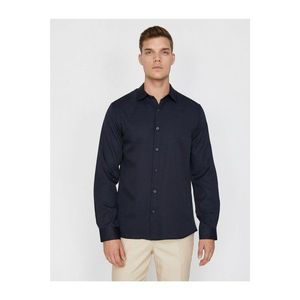 Koton Men's Navy Blue Classic Collar Long Sleeve Shirt vyobraziť