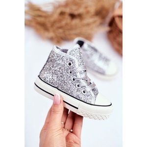Children's Sneakers High Shiny Silver Ally vyobraziť