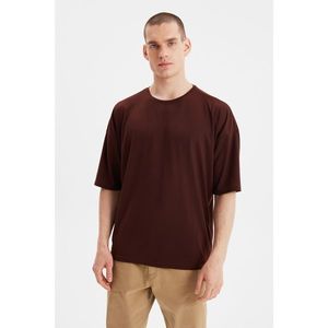 Trendyol Brown Basic Men's Crew Neck Oversized Short Sleeve T-Shirt vyobraziť