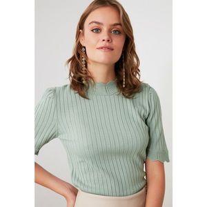 Trendyol Mint Sleeve Tip and Collar Sliced Knitwear Blouse vyobraziť