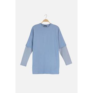 Trendyol Blue Sleeve Detailed T-shirt Tunic vyobraziť