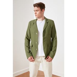 Trendyol Khaki Men Casual Linen Blended Jacket vyobraziť
