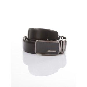 Men´s black leather belt with automatic buckle vyobraziť