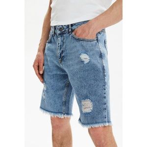 Trendyol Blue Men's Destroyed Regular Fit Shorts & Bermuda vyobraziť