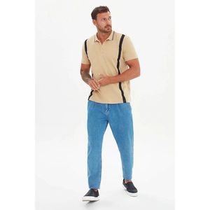 Trendyol Beige Men's Slim Fit Short Sleeve Striped Detailed Polo Neck T-shirt vyobraziť